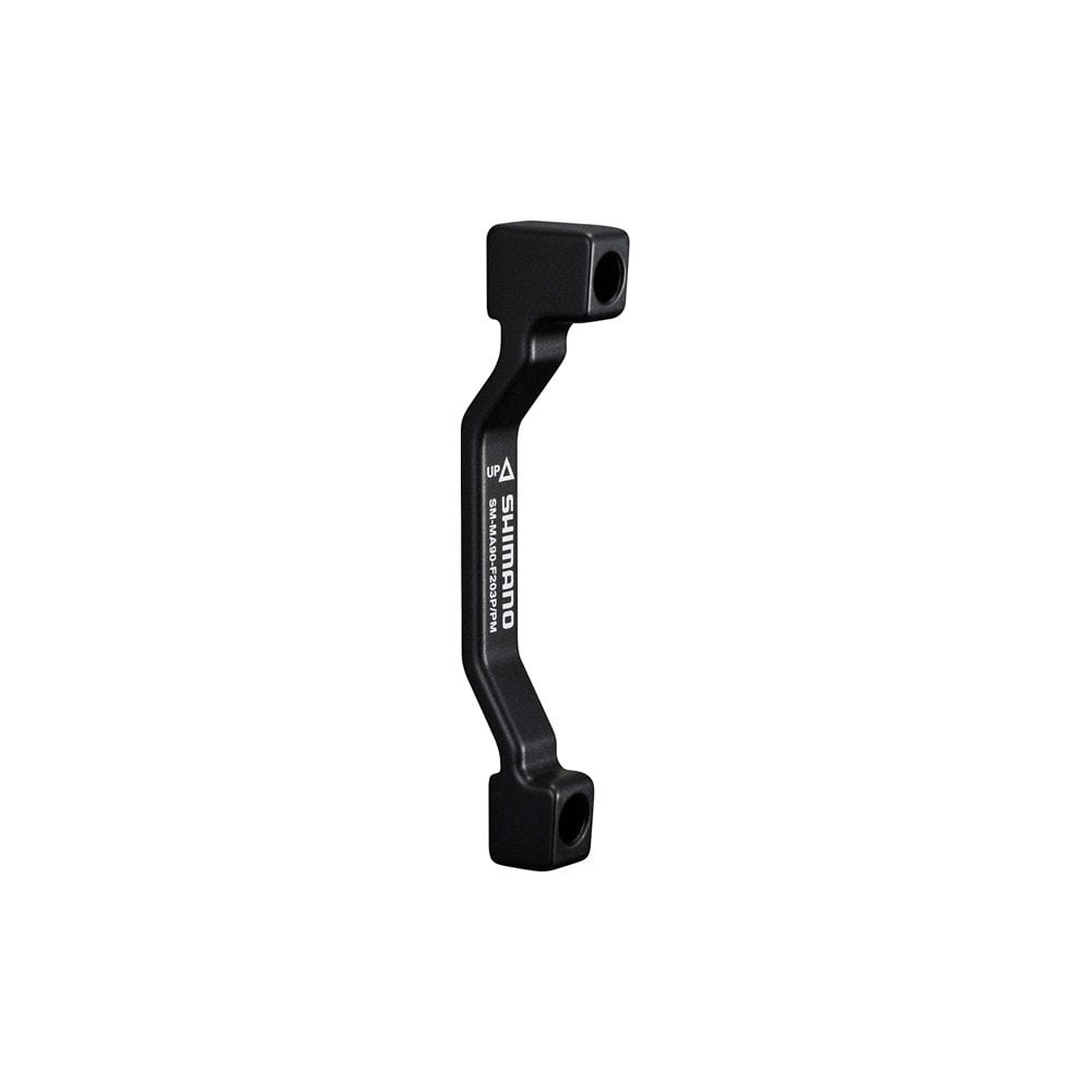 Shimano disc brake adapter for post mount caliper fitting 180mm fork/frame and 203mm rotor, bicycle components.