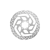Shimano Acera SM-RT26 6-bolt disc brake rotor with mounting hardware for resin pads, shown with detailed metallic surface and bolt holes.
