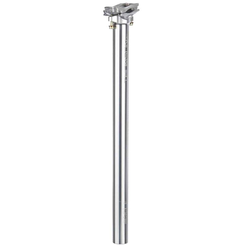 Thomson Elite inline bike seatpost for road and mountain bikes, high strength, durable components, silver finish.