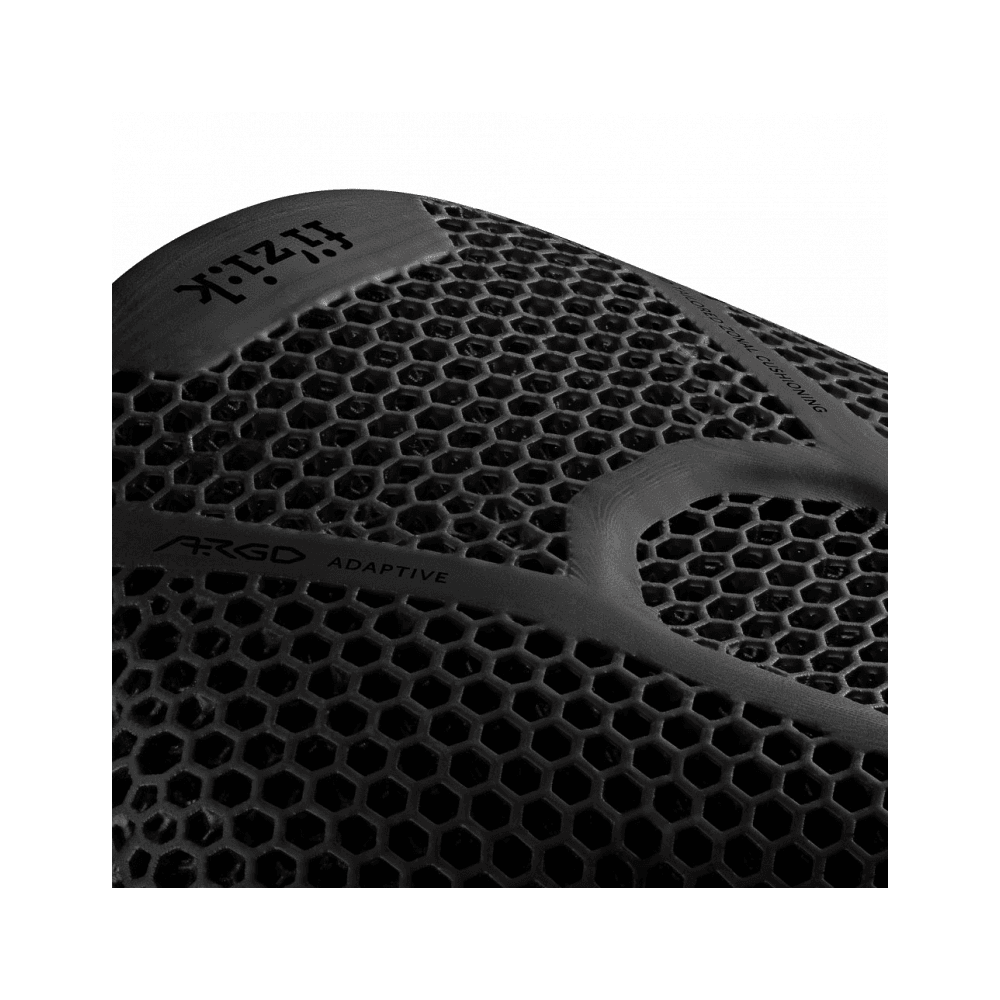 Fizik Argo Adaptive R1 Carbon bike saddle with 3D printed construction and zonal cushioning, designed for performance cycling.