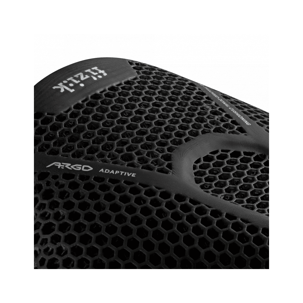 Fizik Vento Argo Adaptive R3 cycling saddle with 3D printed zonal cushioning, designed for comfort and performance.