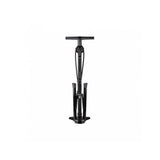 Topeak Transformer Eup Black bike stand and floor pump with TwinHead DX5 valve, showcasing the pump and stand in a garage setting.