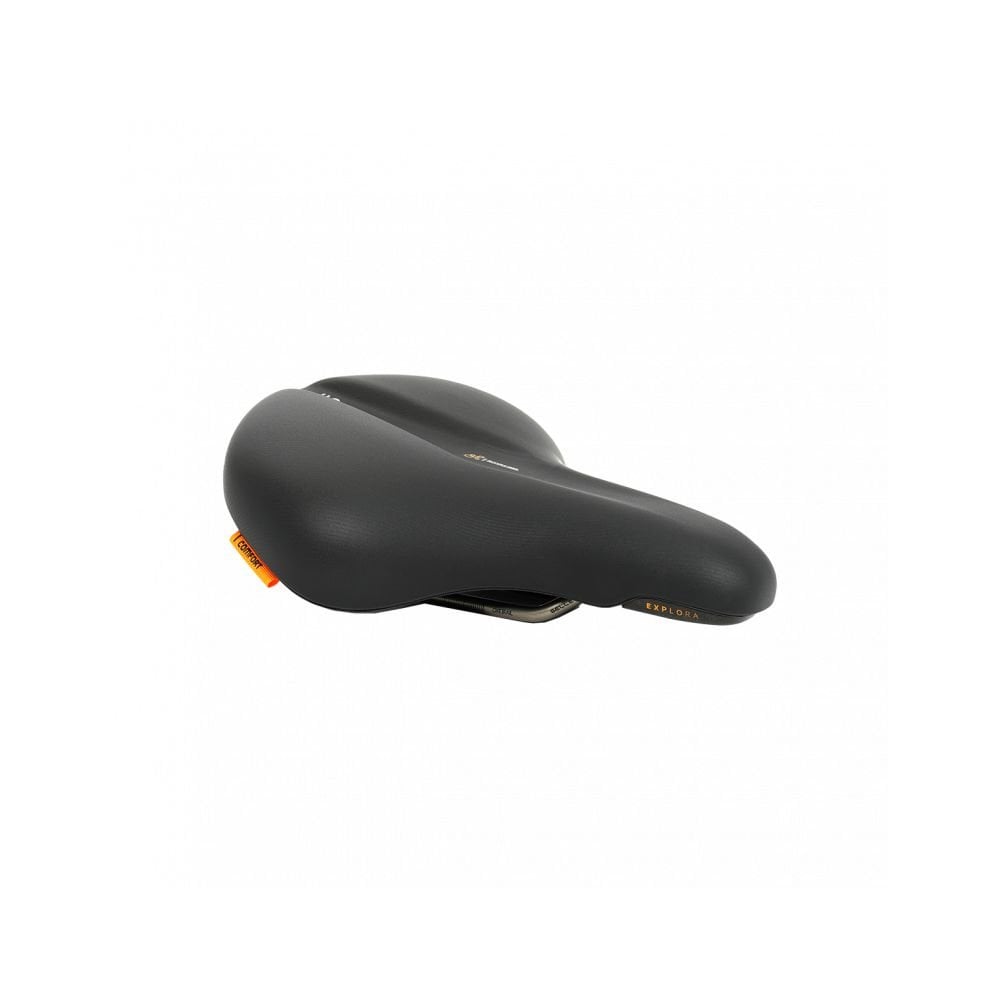 Selle Royal Explora Black Relaxed bike saddle with Royalgel® comfort padding and ICS system for enhanced riding comfort.