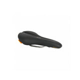 Selle Royal Explora Black athletic bike saddle with Royalgel® padding and ICS system for comfort, shown from the side.