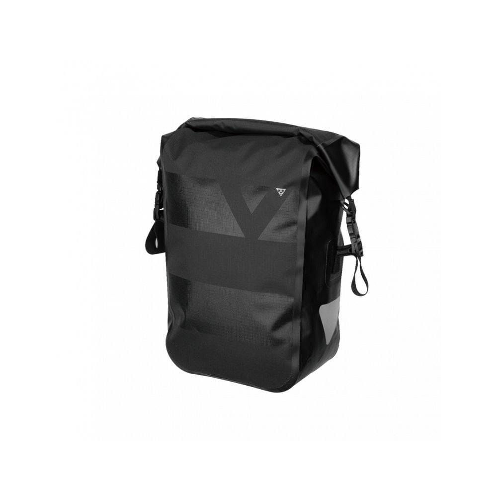 Topeak Drybag Pannier 16L waterproof bike bag with Quicklock HandleLoc system in black, designed for cycling accessories.