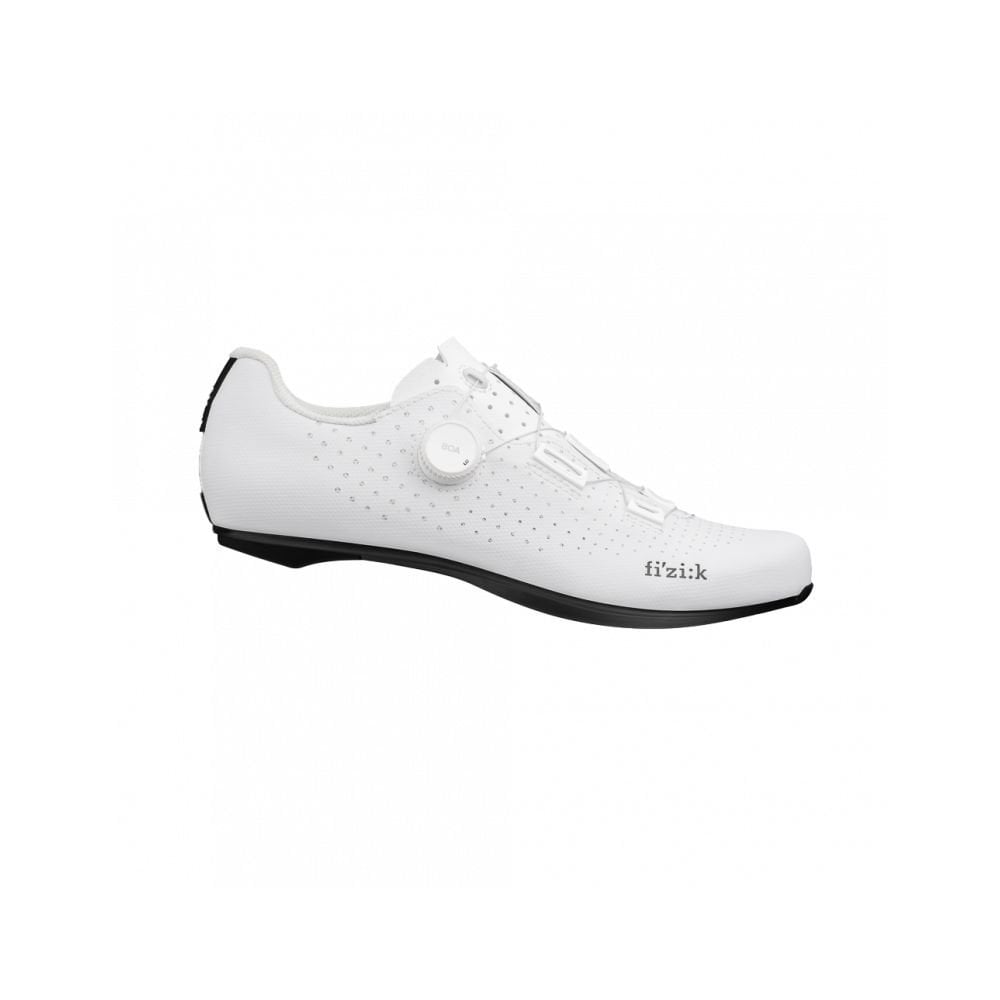 Fizik Tempo Decos Wide road cycling shoes with BOA Fit System and carbon sole, shown from a side angle.