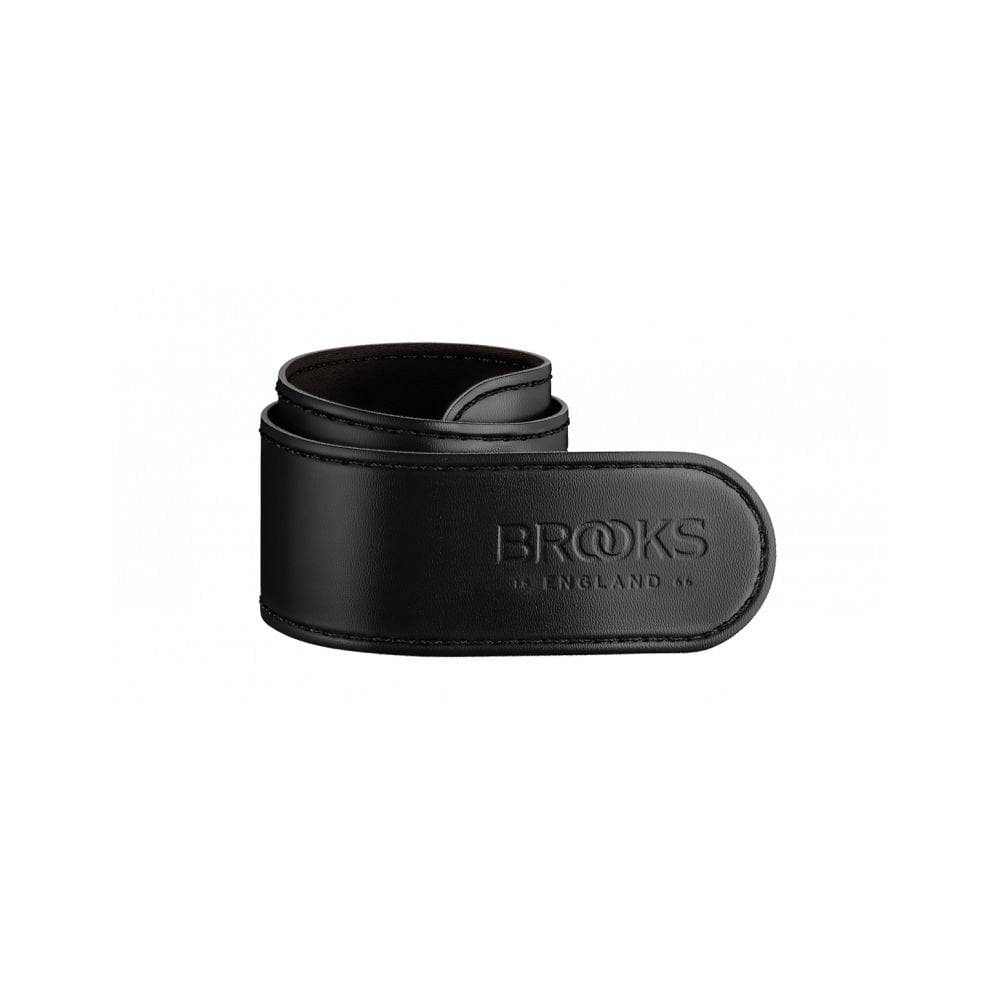 Brooks leather trouser strap with spring-loaded snap for bike chain protection, accessory for cycling safety.