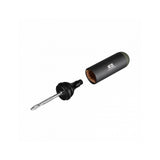 Topeak Tubi Cartridge MT25 black storage box for mountain bike tubeless tire repair components, mounted on bike frame.