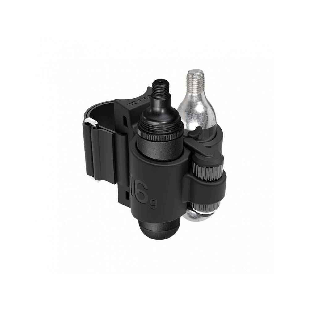 Topeak Tubi Master RX tubeless tire repair and CO2 inflator kit in black, with repair tools and inflator components.