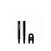 Black Topeak 40mm Presta valve extender with valve tool, designed for two-piece bicycle Presta valves.