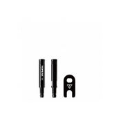 Topeak 28mm Presta valve extender with aluminum valve tool, black color, for bicycle pump compatibility and easy inflation.