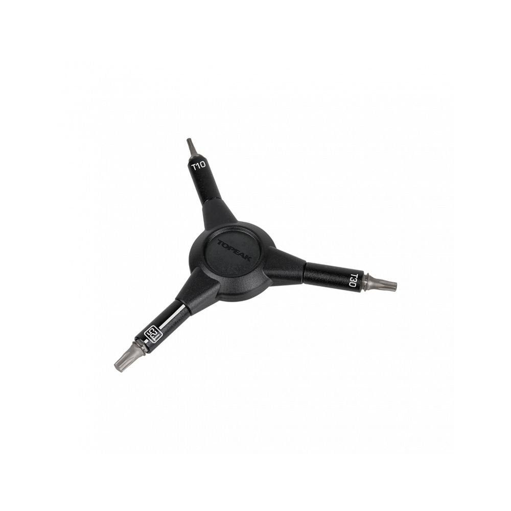 Topeak Y-Torx Speed Wrench set with T10, T25, T30 Torx bits and black speed sleeve for bike workshop repairs.