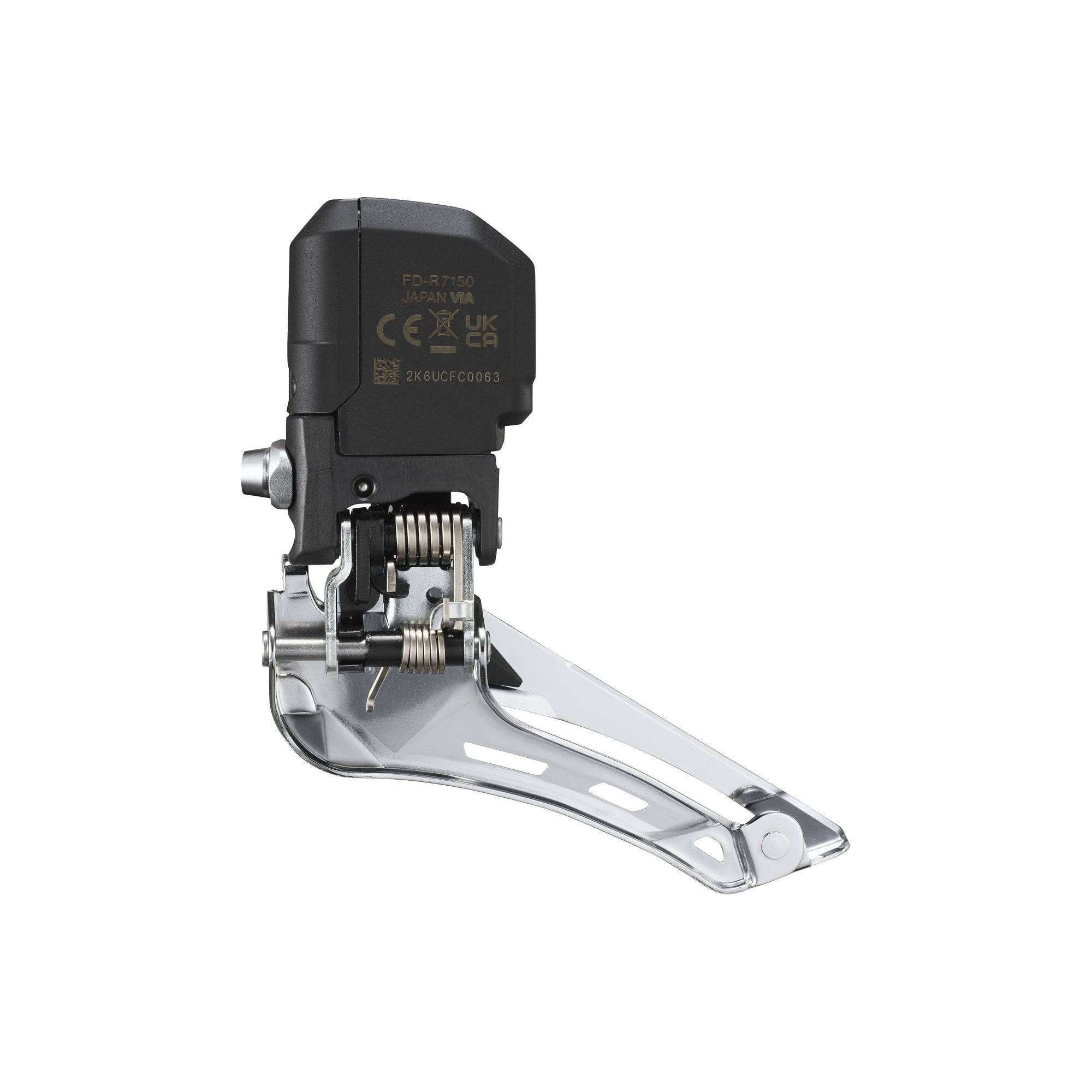 Shimano 105 FD-R7150 Di2 12-Speed front derailleur with braze-on mount and E-Tube for road bike component adjustment