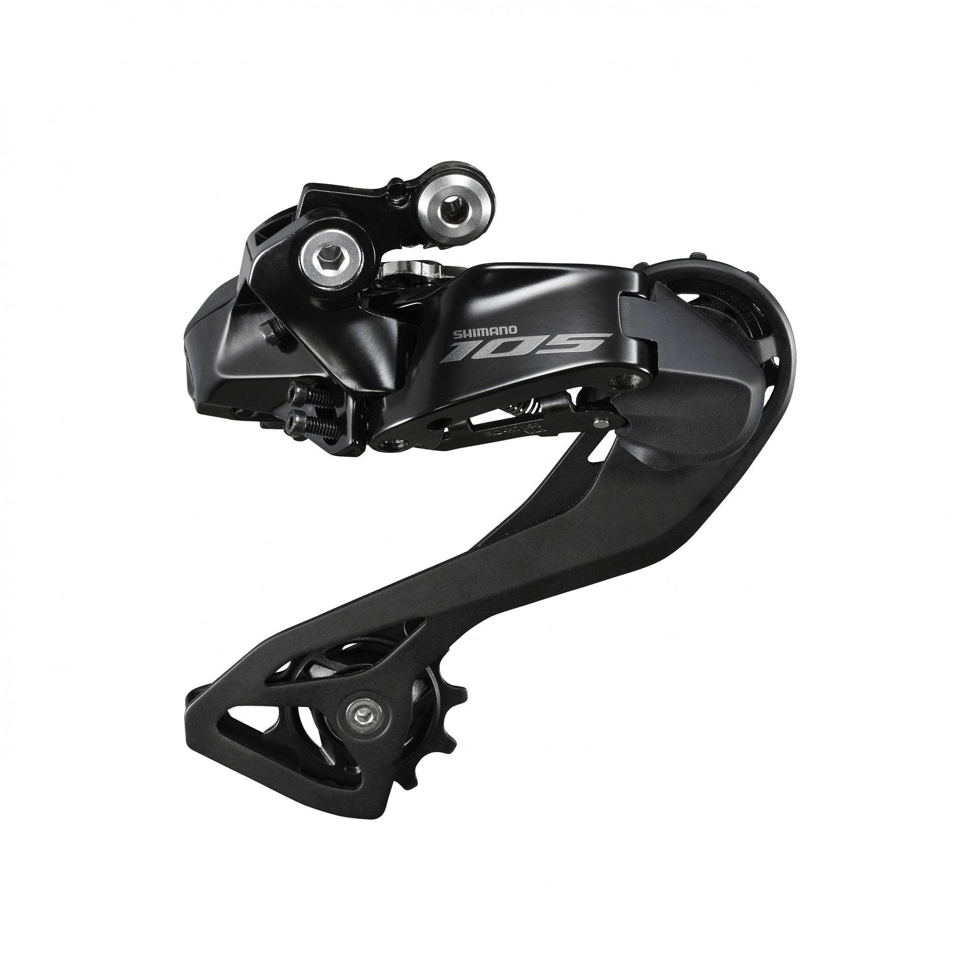 Shimano 105 RD-R7150 Di2 12-speed rear derailleur with E-Tube and ANT+ connectivity, showing the sleek, compact component design