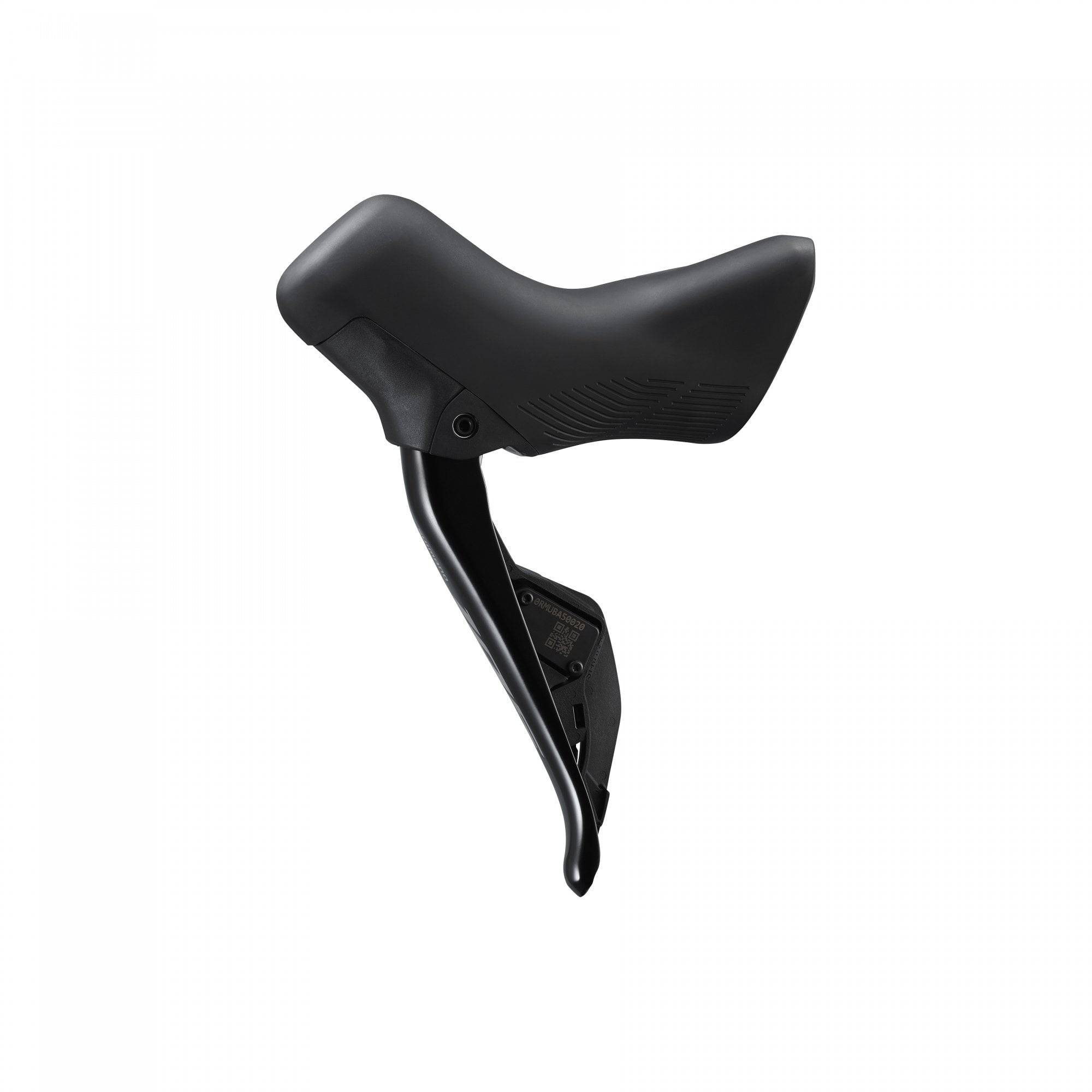 Shimano 105 ST-R7170 double hydraulic Di2 road shifters with wireless connectivity, showing ergonomic levers and digital display.