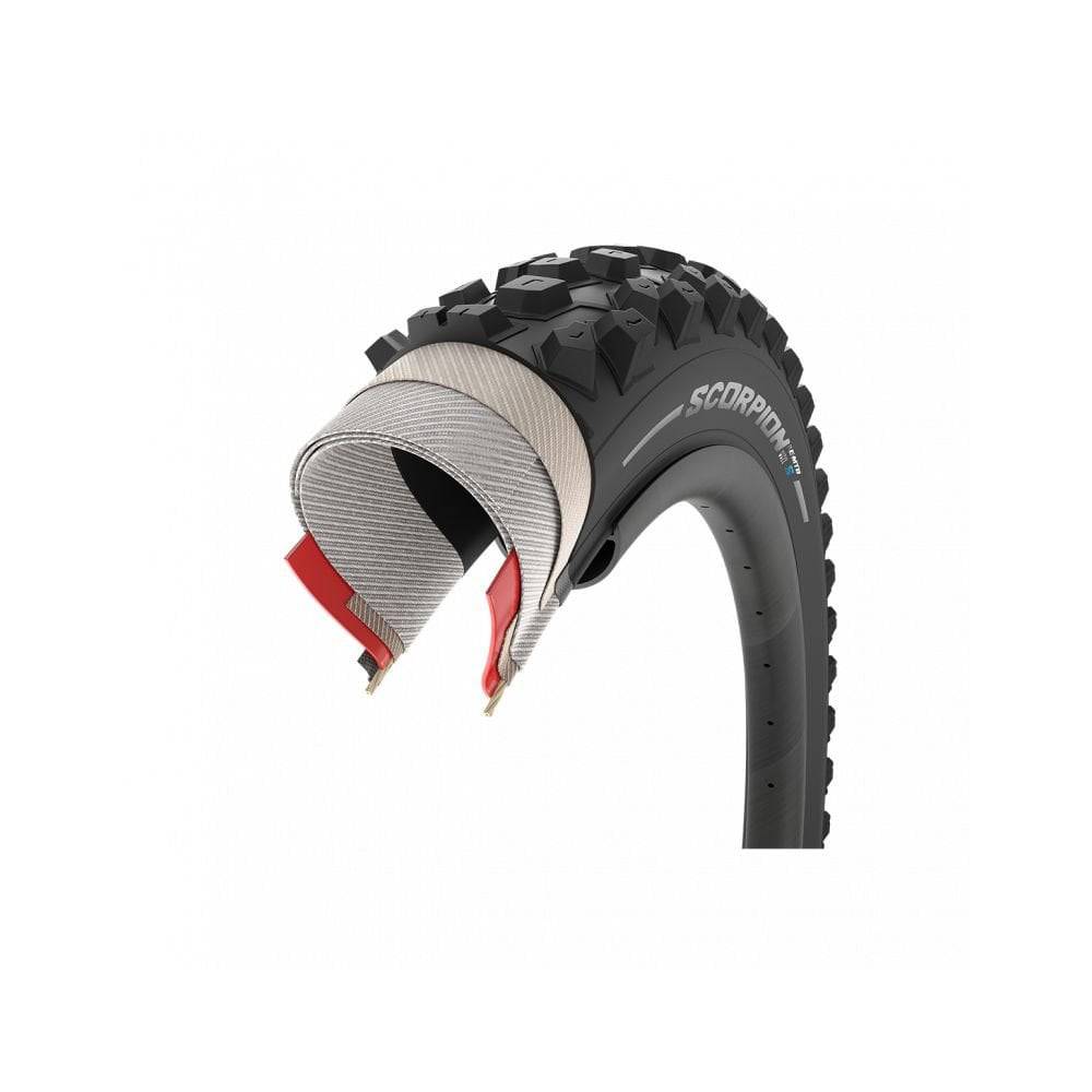 Pirelli Scorpion E-MTB S tyre with SmartGRIP Gravity compound for off-road mountain biking trails.