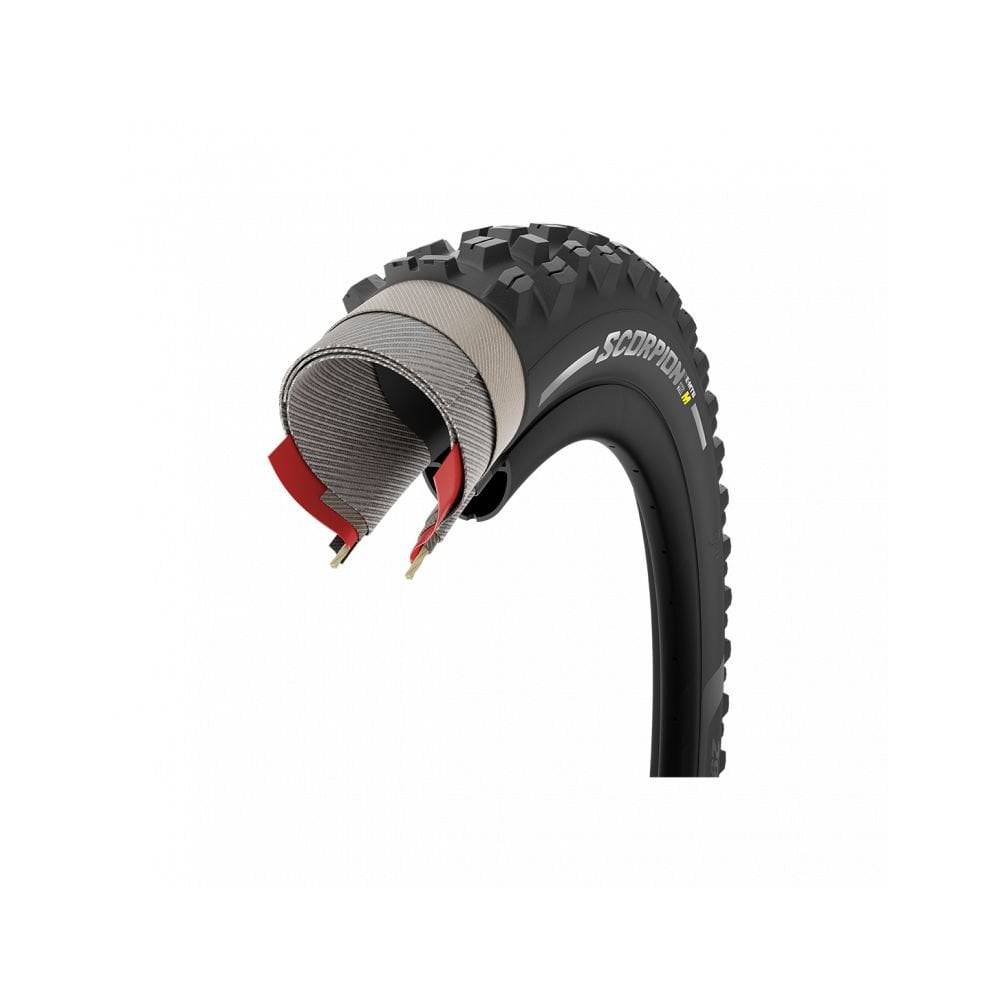 Pirelli Scorpion E-MTB M tyre with SmartGRIP Gravity compound for trail and enduro mountain biking.