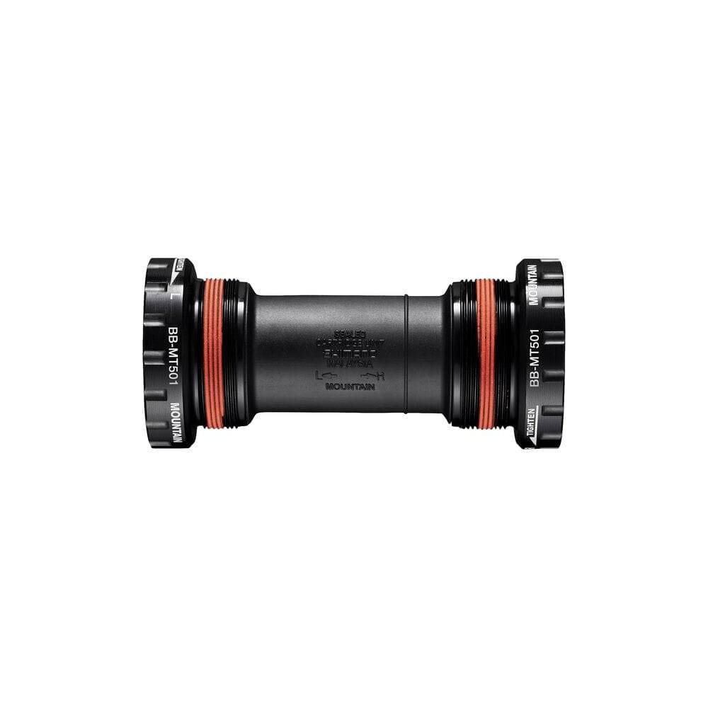 Shimano BB-MT501 HollowTech II bottom bracket set with English thread, 68/73mm shell, bicycle component for smooth pedaling.