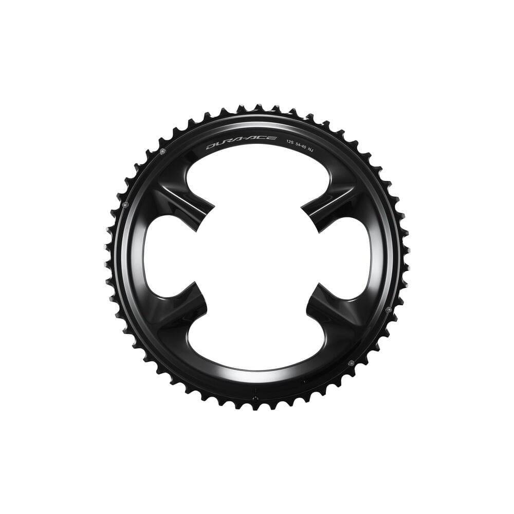 Shimano Dura-Ace FC-R9200 54-tooth outer chainring for 12-speed cranksets, showing the black metal gear with teeth.