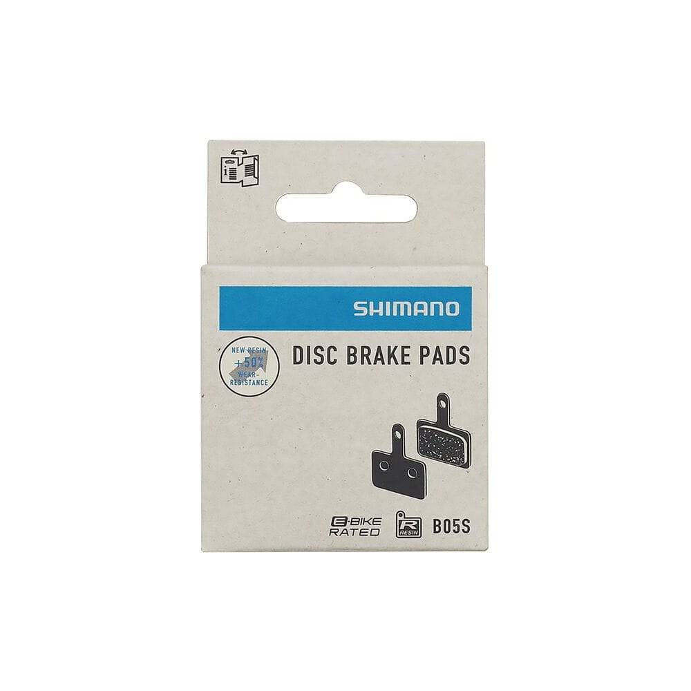 Shimano B05S-RX resin disc brake pads with spring for 2-piston e-bike brakes, durable bicycle brake components