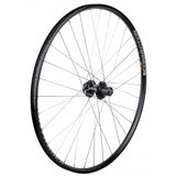 Bontrager 700C rear MTB wheel with 6-bolt disc brake, 32H black connection DC-22 rim for mountain biking components.