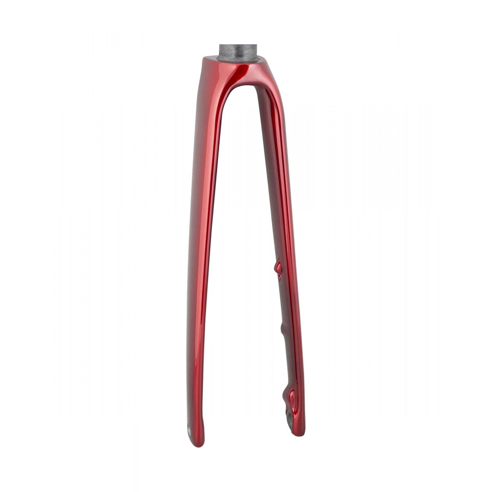 Trek Emonda SL7 road bike forks in black, lightweight rigid components designed for precise steering and control.