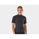 Trek Solstice women's cycling jersey showcasing breathable fabric, performance fit, eco-friendly material, and vibrant design.