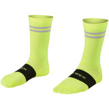 Trek Race Reflective Crew Cycling Socks with compression, eco-friendly yarn, featuring reflective stripes for safety during rides.