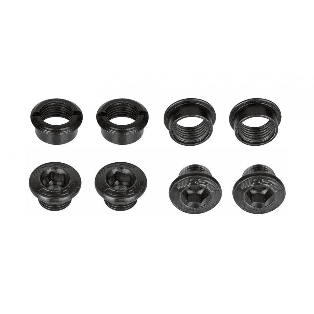 FSA Chainring Bolt Kit for Ebike single ring, four bolts, securing FSA crank components on bicycle.