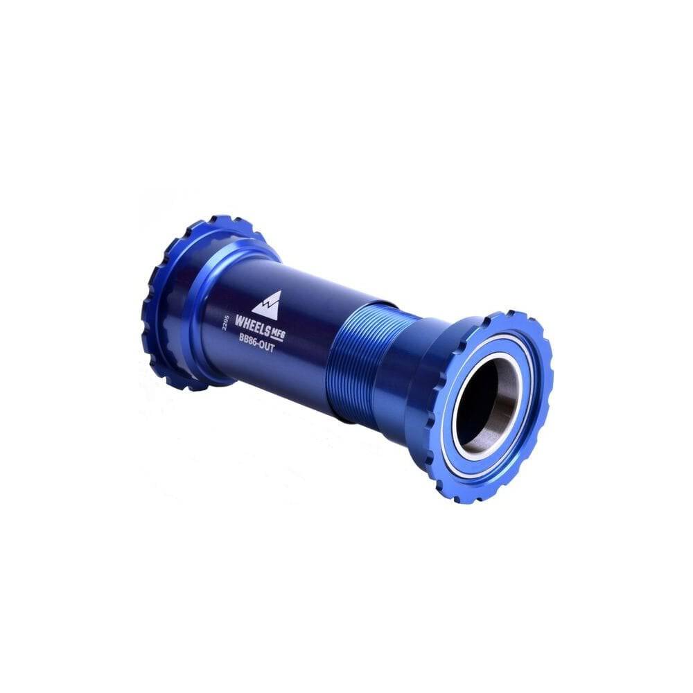 Blue Wheels Manufacturing BB86/92 threaded ABEC-3 bearings for 24mm crank axles, close-up of high-quality bicycle component