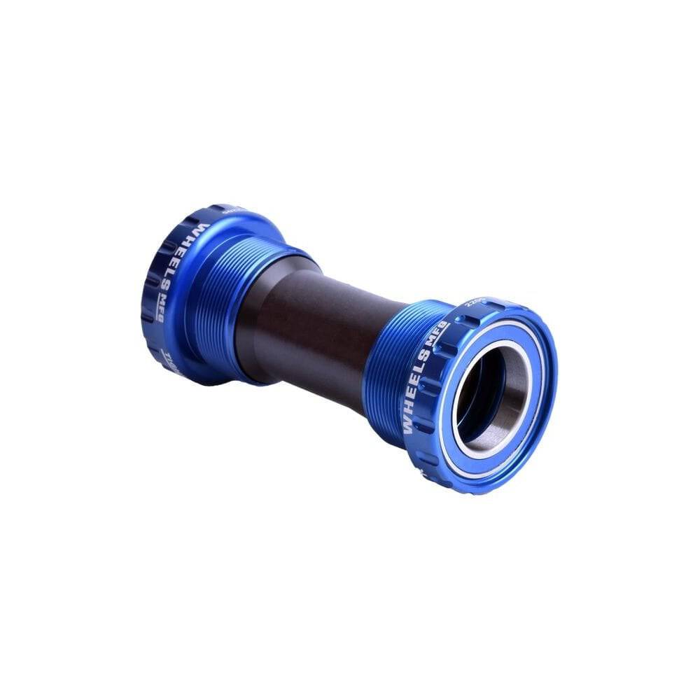 Blue Wheels Manufacturing BSA threaded frame ABEC-3 bearings for 24mm crank components, shown in close-up detail.