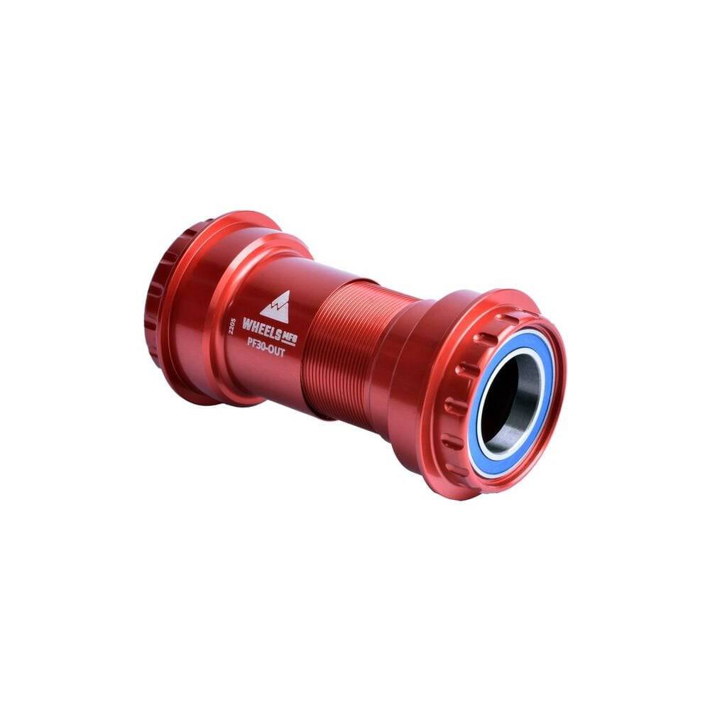 Wheels Manufacturing PF30 outboard bottom bracket with ABEC-3 bearings for 24mm cranksets, showing the bearing shells and installation details.