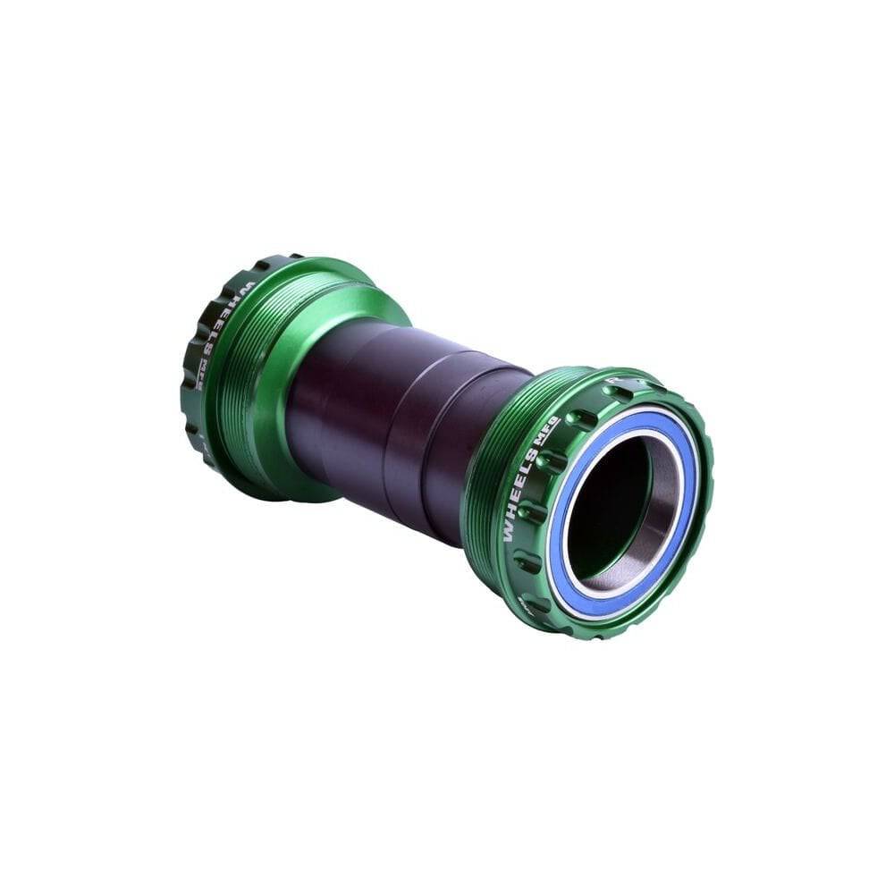 Wheels Manufacturing T47 outboard ABEC-3 bearings for 29mm SRAM DUB cranksets, green color, bicycle component.