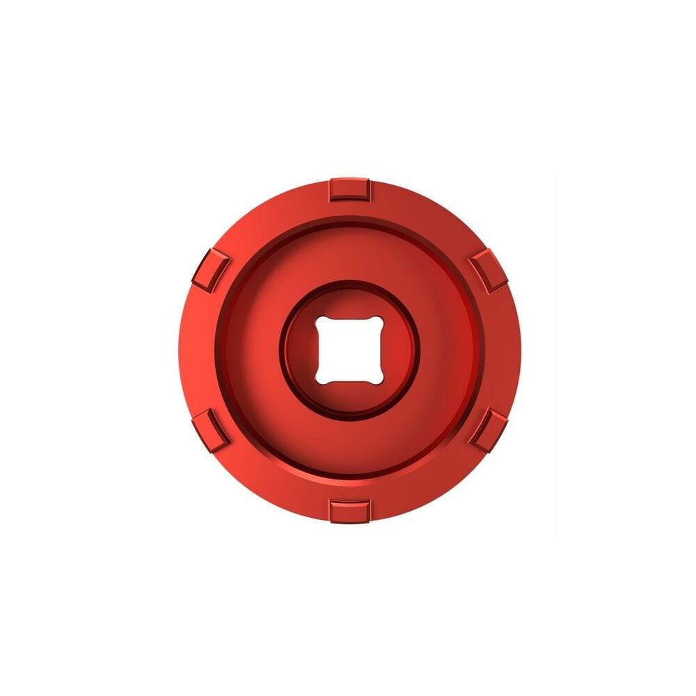 Wheels Manufacturing Panasonic 62mm E-bike lockring tool for 1/2 drive socket, used in workshop for bike maintenance.