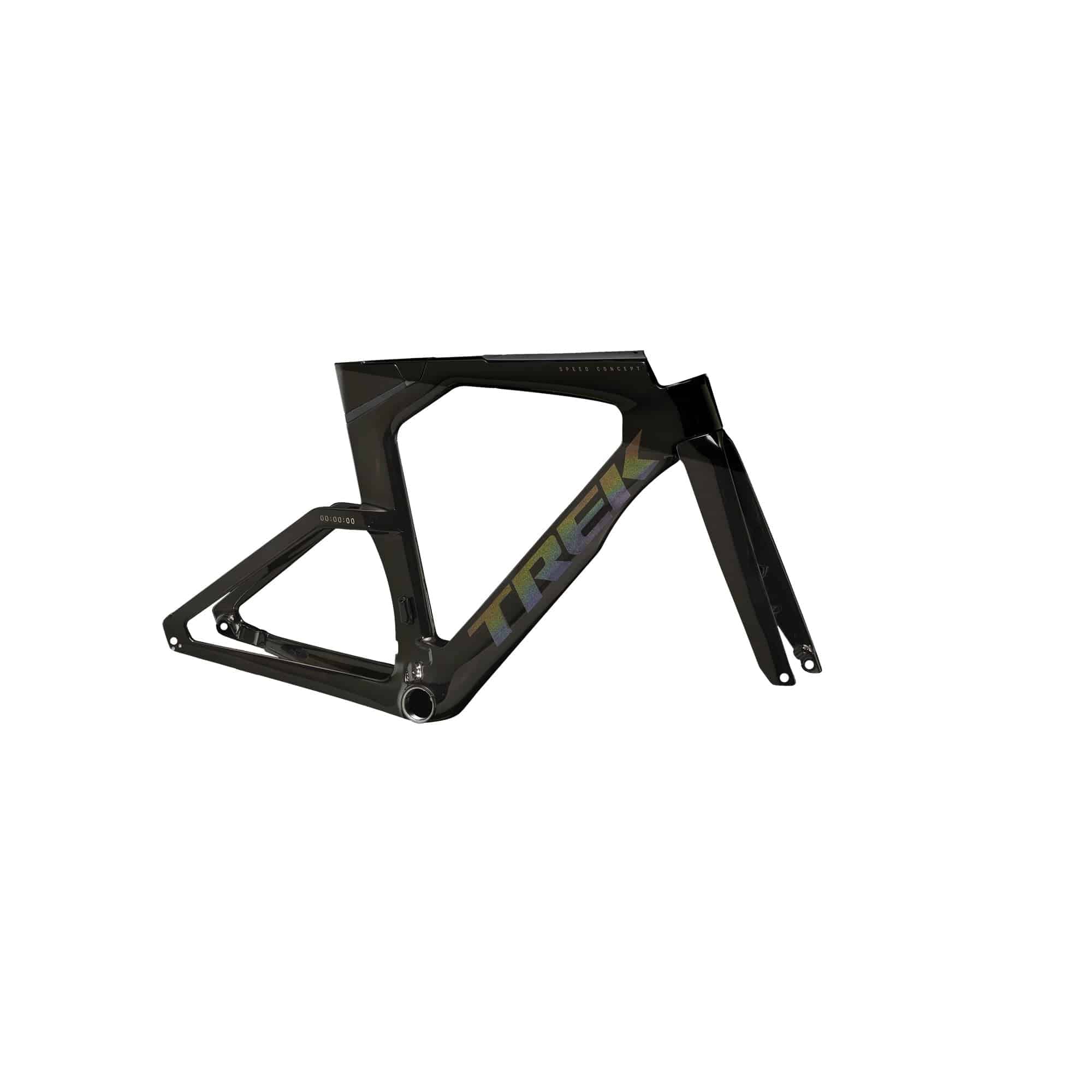 Trek Speed Concept SLR road frameset with IsoSpeed and integrated hydration storage, lightweight bike components for racing performance.