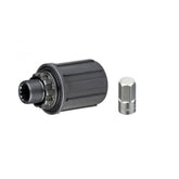 Black Bontrager SSR/Superstock/Select 8-10 speed freehub body with 130/135mm OLD for bicycle wheel hub compatibility.
