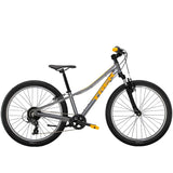 Trek Precaliber 24 Kids Bike with 8-speed twist shifter and suspension, featuring a lightweight frame and colorful design.