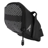 Altura Nightvision medium saddle bag in black with reflective accents, 0.6L cycling accessories for safe bike riding.