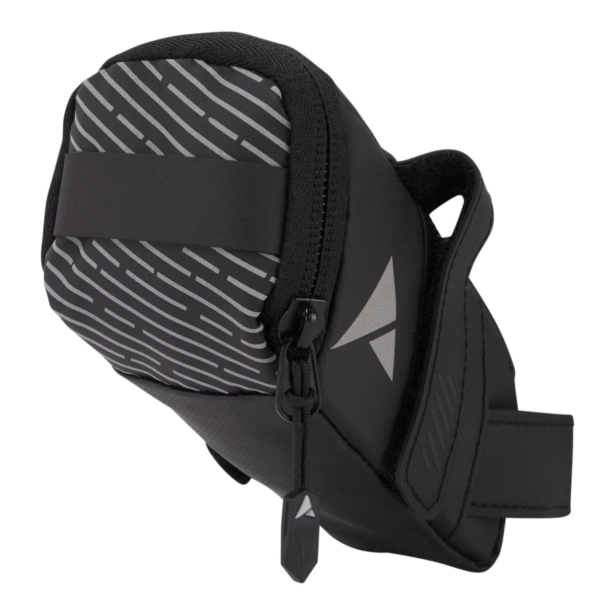Altura Nightvision small saddle bag in black with reflective details and LED light loop, designed for bike accessories.