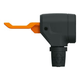 SKS Multivalve Easy Head bike valve adapter compatible with Presta, Schrader, and Dunlop valves on a bicycle.