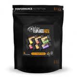 Assorted TORQ Organic Vegan Energy Bar Flapjack sampler pack featuring six different flavors, displayed with packaging and bars.
