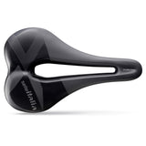 Selle Italia X-Bow TI316 Superflow off-road saddle in grey and black with ergonomic design and shock absorption features.