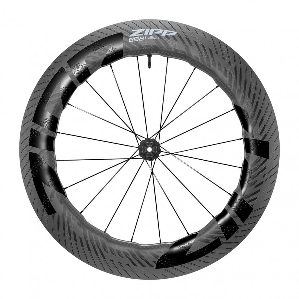 Zipp Wheel - 858 Nsw Carbon Tubeless Disc Brake Center Locking 700C Front 20Spokes 12X100Mm Standard Graphic C1 Wheel