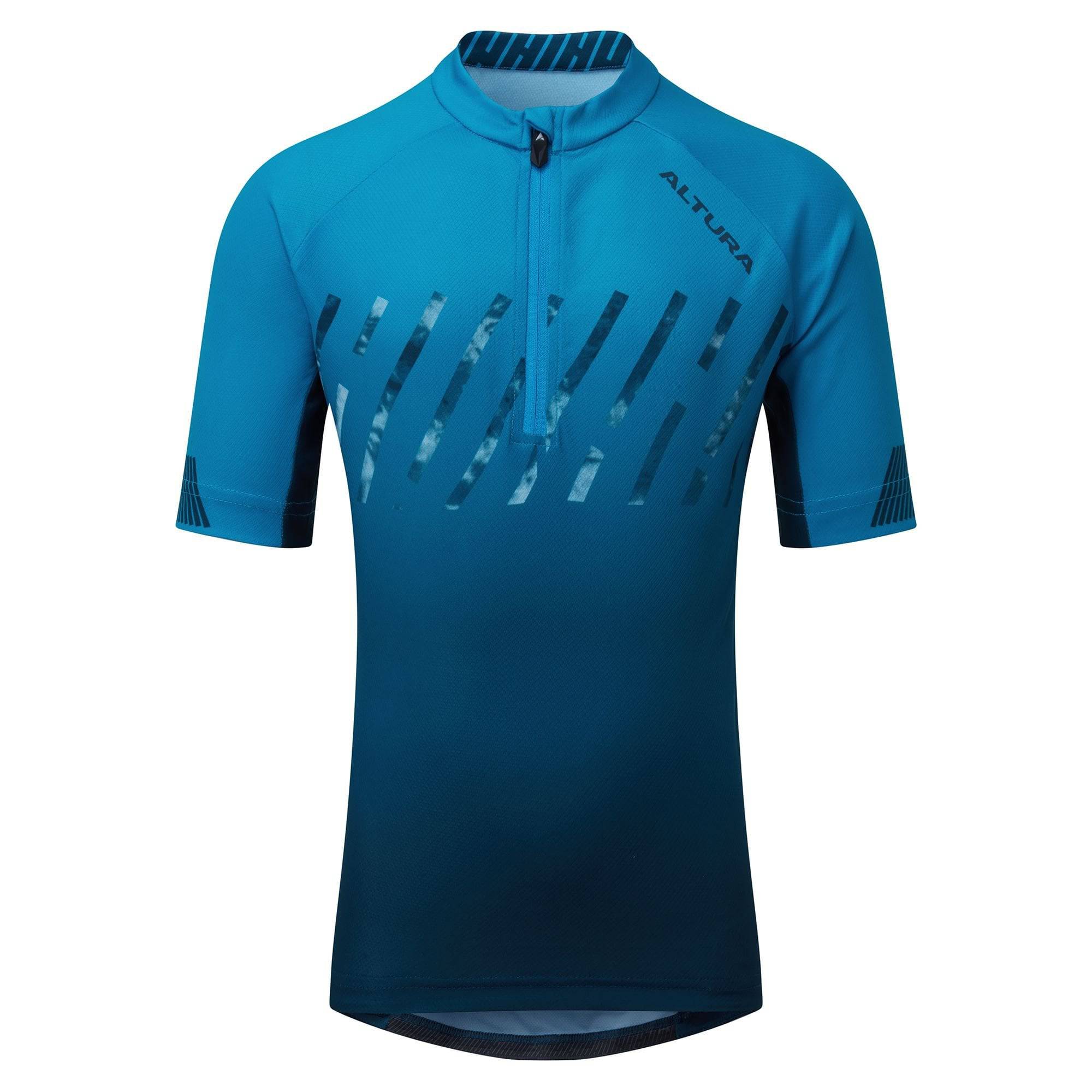 Altura Kids Airstream short sleeve cycling jersey with rear pockets, breathable fit, designed for active children.
