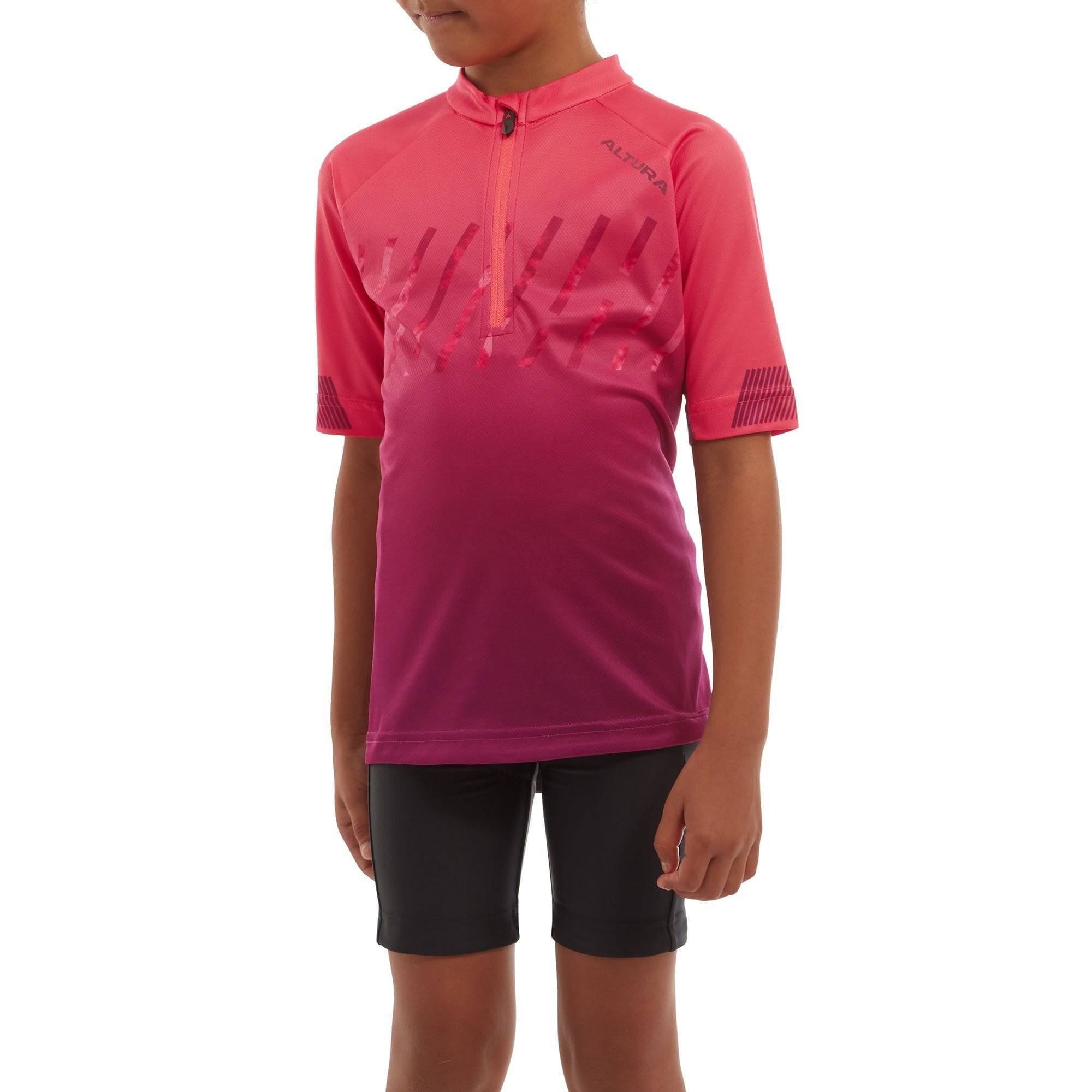 Kids' Altura Airstream short sleeve cycling jersey with rear pockets, breathable fit, lightweight, and comfortable for young cyclists.