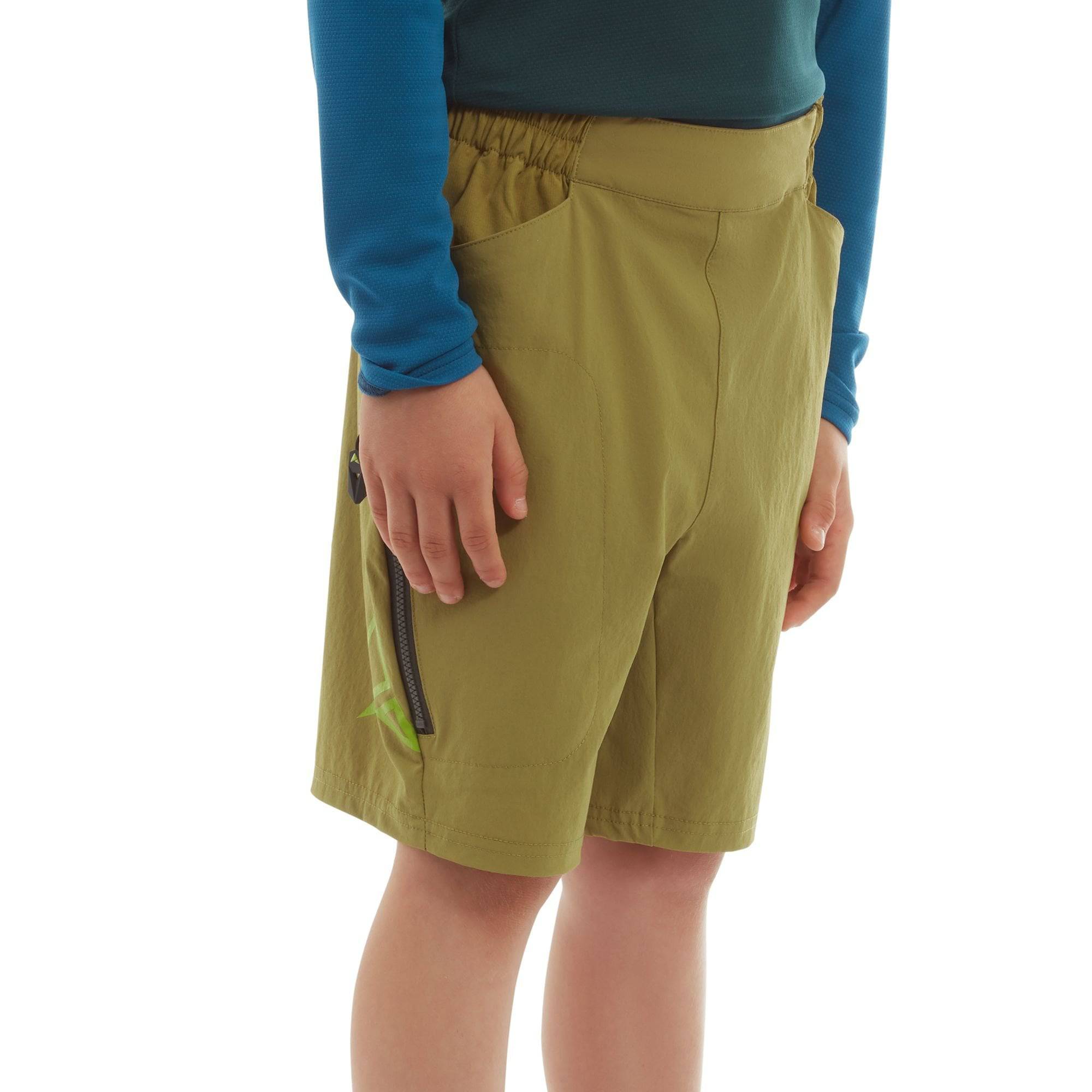 Altura Kids Spark Trail Shorts, durable water-resistant outdoor clothing with pockets, designed for active children.