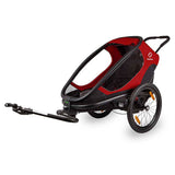 Hamax Outback One child bike trailer with suspension and safe connection point, designed for secure family cycling adventures.