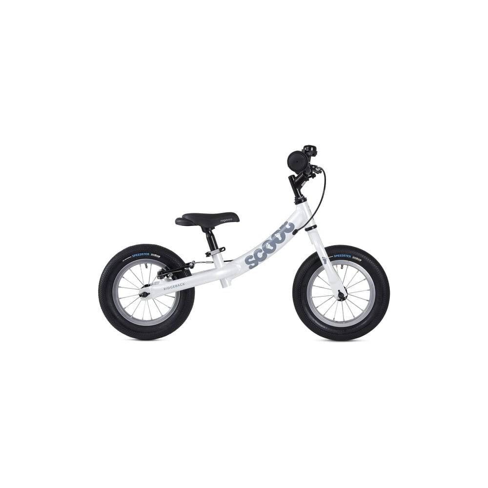Ridgeback Scoot balance bike for kids, child's first bike, featuring a sleek design suitable for children 90-100cm tall.