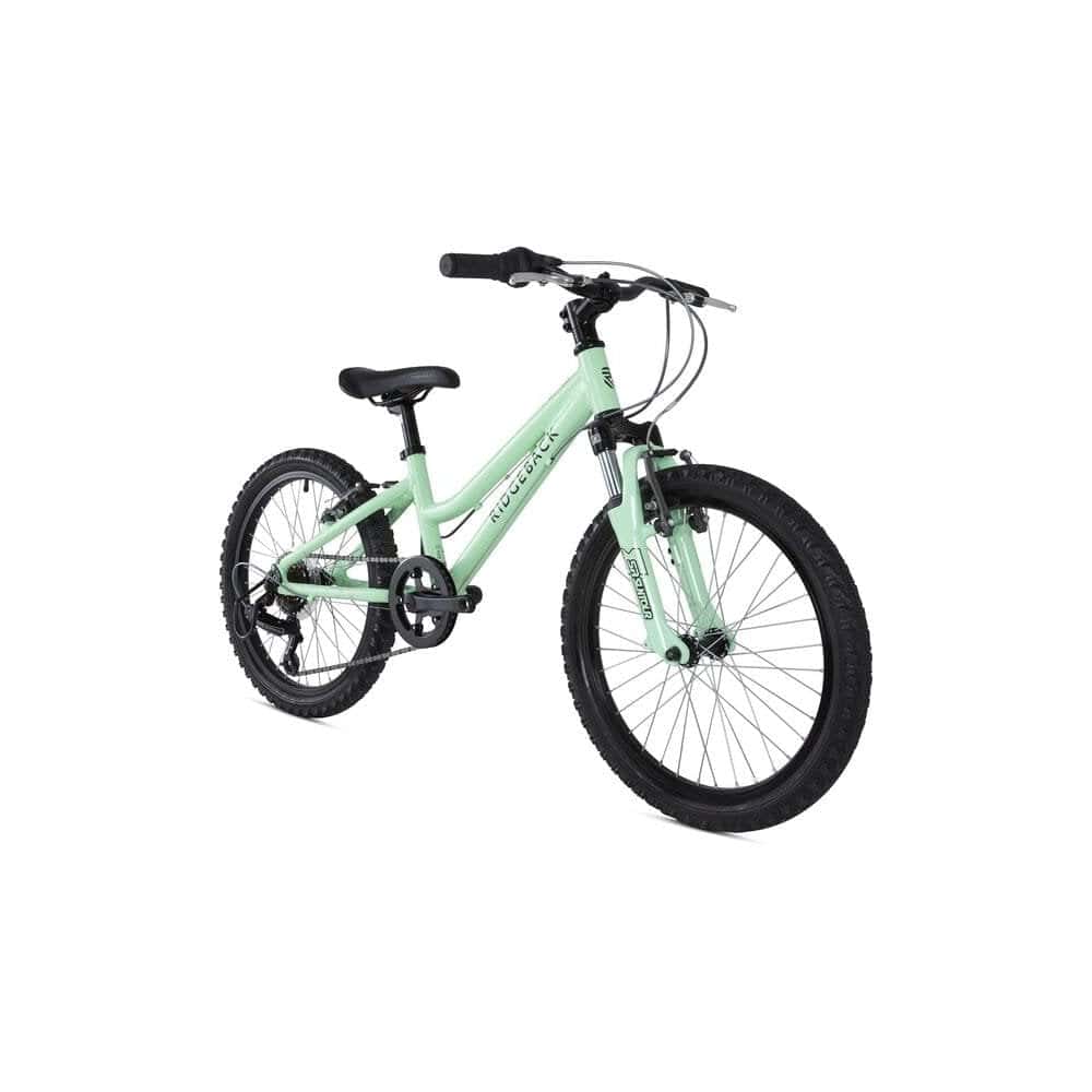 Ridgeback Harmony kids bike for ages 6-10 with lightweight aluminium frame, pink color, and training wheels on smooth pavement.