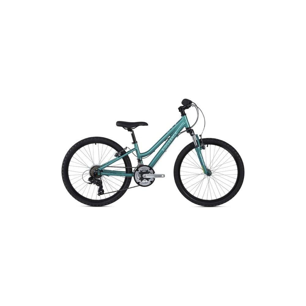 Ridgeback Destiny child's bike for ages 9-13 with lightweight aluminium frame, green and black, ready for outdoor riding.